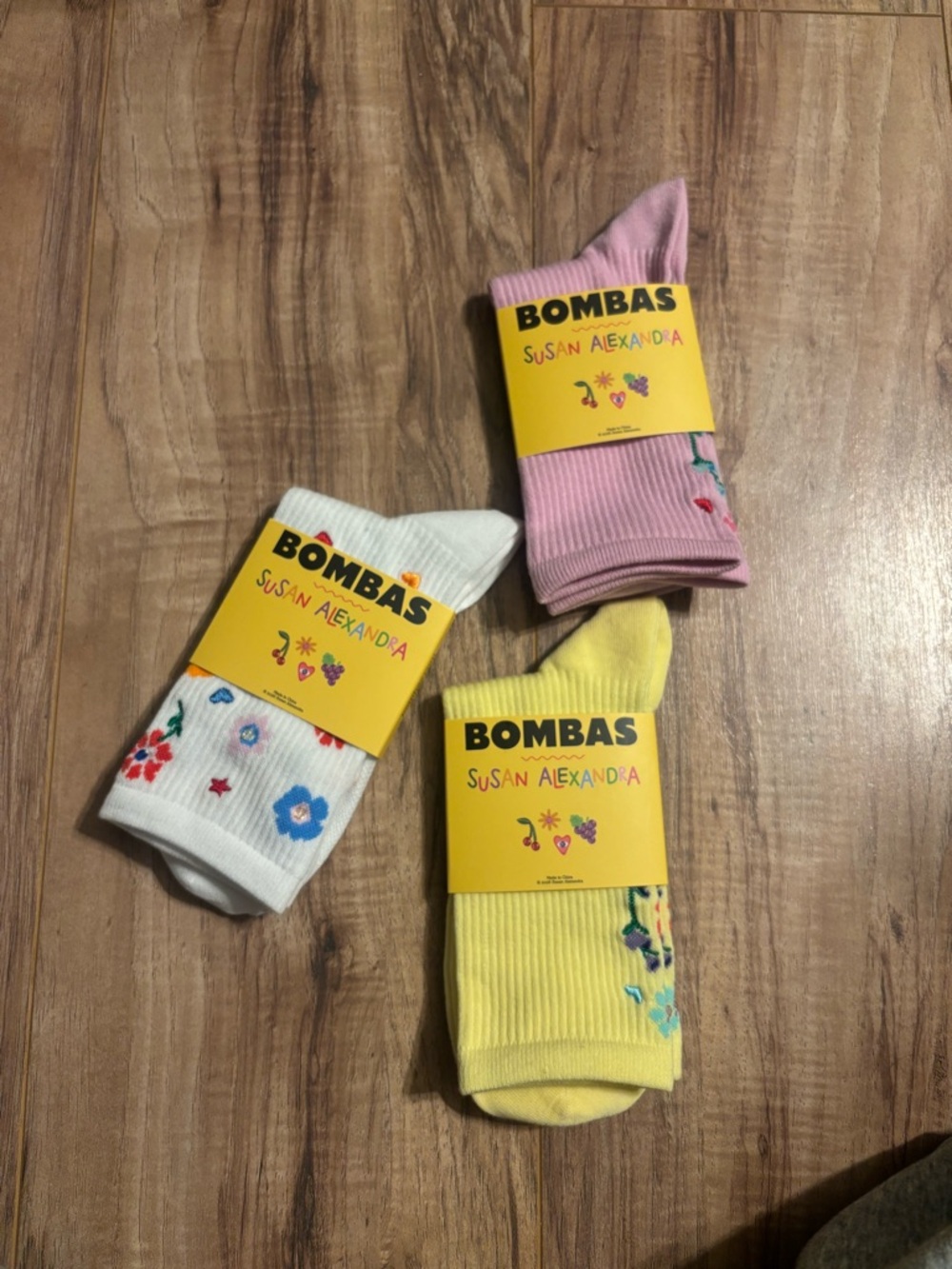 Bombas x Susan Alexandra Floral Embroidered Half Calf Sock 3-Pack Pink Sun Mix